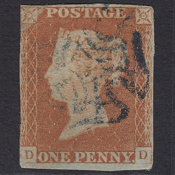 GB QV 1841 1d Red-brown (Plate 24) SG8-B1(1) DD PU Blue MX Pinhole