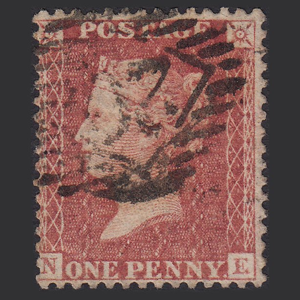 GB QV 1857 1d Rose-red (Plate 38) SG40-C10(1) NE FU London IS 20