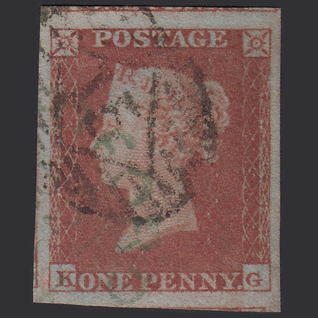 GB QV 1841 1d (Plate 172) SG8vc-b1(1) KG VFU 4 Margins & Green Town Cancel