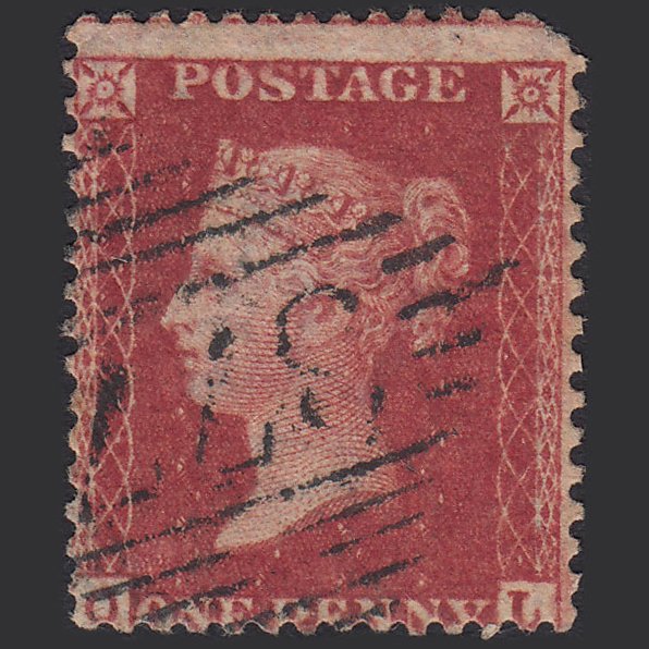 GB QV 1857 1d Rose-red (Plate 60) SG40-C10(1) QL GU Portarlington 377 Misperf