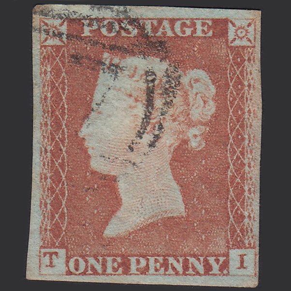 GB QV 1841 1d Red-brown (Plate 70) SG8-B1(1) TI GU 4 Margins Light Cancel