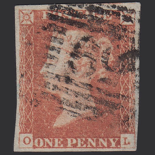 GB QV 1841 1d Red-brown (Plate 80) SG8-B1(1) OL FU 4M Glasgow 159 Malformed L