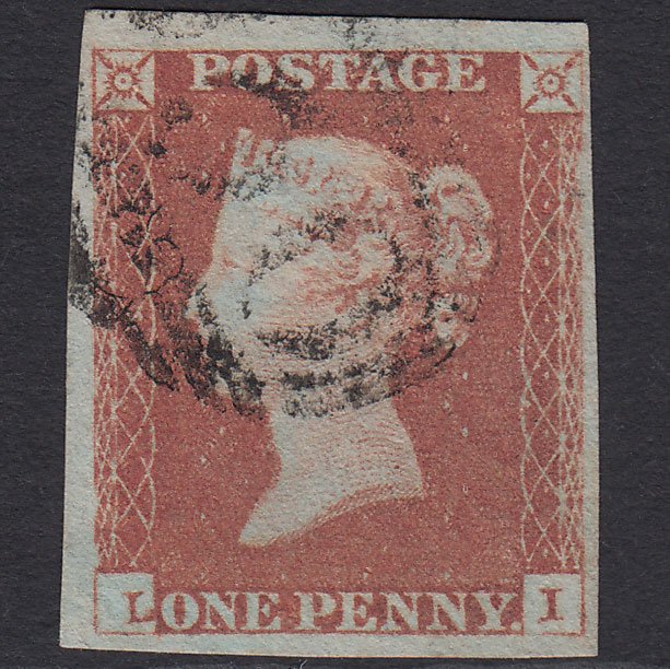 GB QV 1841 1d Red-brown (Plate 80) SG8-B1(1) LI FU 4 Margins Malformed L