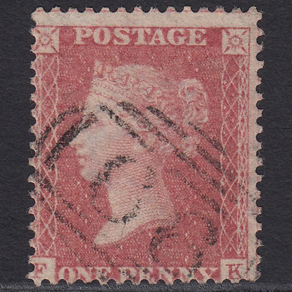GB QV 1857 1d Pale Rose (Plate 44) SG39-C10(3) FK FU Berwick 66 Misperf