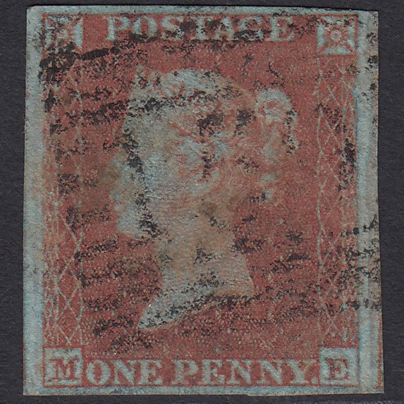 GB QV 1841 1d Very Blued (Plate 132) SG8a-B1(2) ME GU 4 Margins Glasgow 159