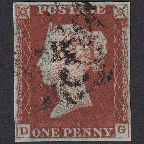 GB QV 1841 1d Deep Red-brown (Plate 48) SG10-B1(4) DG FU 4 Margins