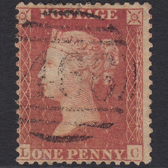 GB QV 1857 1d Rose-red (Plate 43) SG40-C10(1) LC GU Liverpool 466