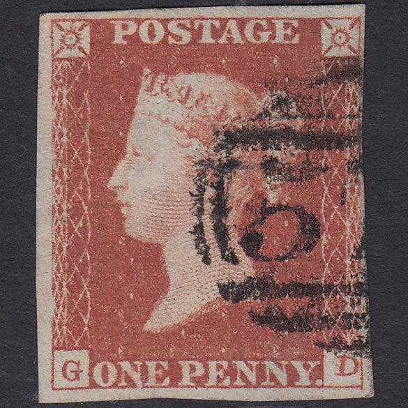 GB QV 1841 1d Red-brown (Plate 95) SG8-B1(1) GD FU 4 Margins