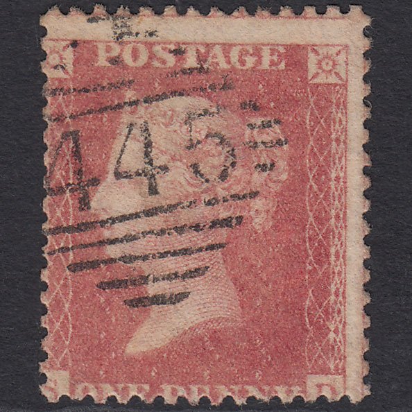 GB QV 1857 1d Pale Rose (Plate 67) SG39-C10(3) SD FU Waterford 445 Misperf