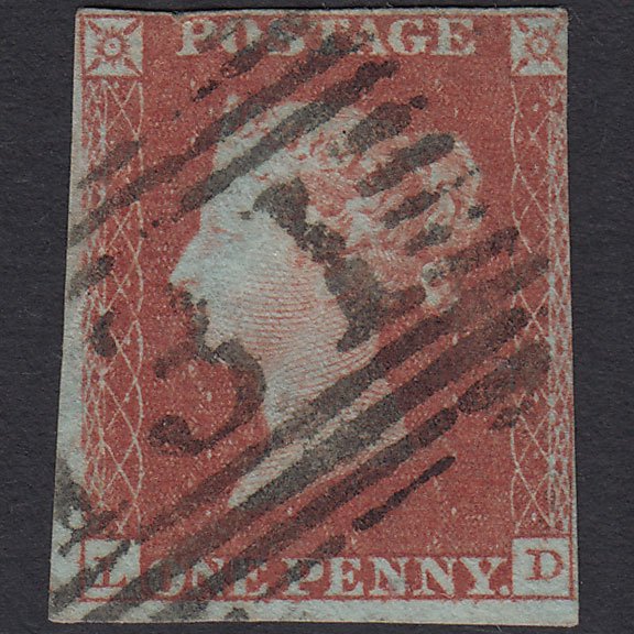 GB QV 1841 1d Very Blued (Plate 121) SG8a-B1(2) LD GU Edinburgh 131