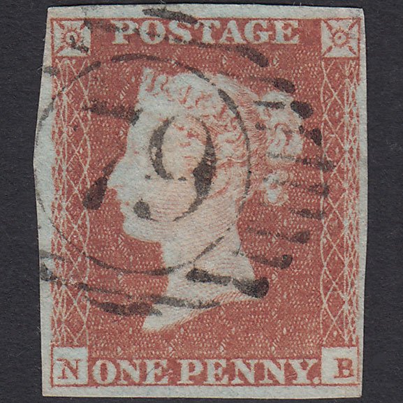 GB QV 1841 1d Red-brown (Plate 91) SG8-B1(1) NB FU 4 Margins London D&S 79