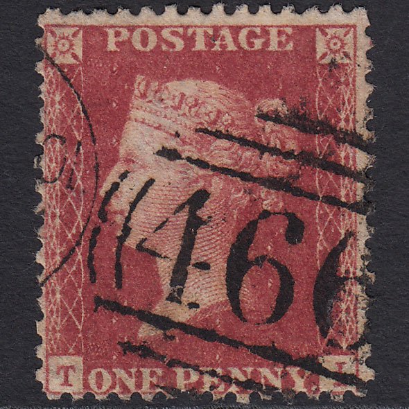 GB QV 1857 1d Deep Rose-red (Plate 48) SG41-C10(4) TI GU Liverpool 466