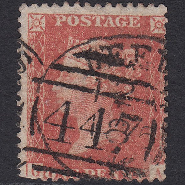 GB QV 1856 1d Brick-red SG30-C8(2) GA GU Leeds 447 Spoon