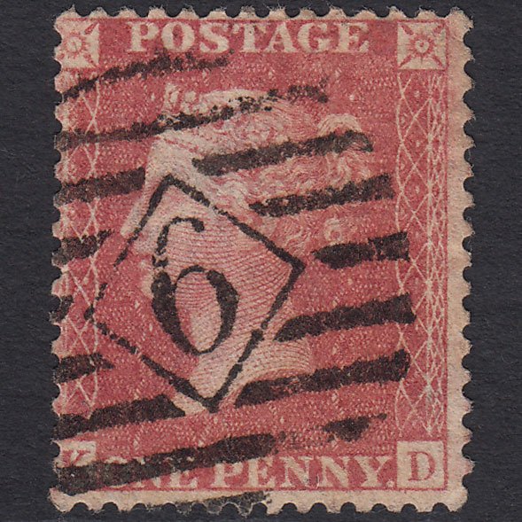 GB QV 1857 1d Rose-red (Plate 27) SG40-C10(1) KD FU London IS Cancel