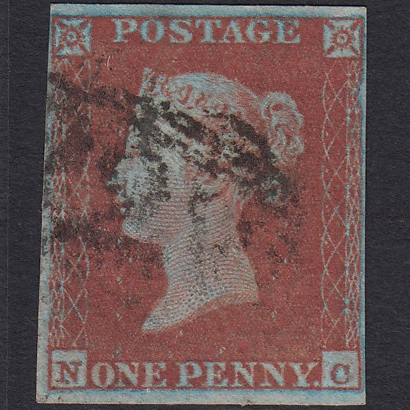 GB QV 1841 1d Very Blued (Plate 92) SG8a-B1(2) Framed Reverse NC FU 4M
