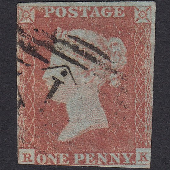 GB QV 1841 1d Red-brown (Plate 70) SG8-B1(1) RK GU London IS 1 With Dot