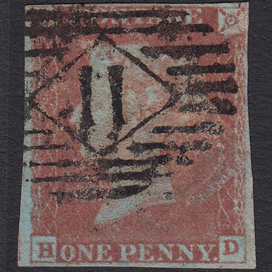 GB QV 1841 1d Red-brown (Plate 69) SG8-B1(1) HD GU 4 Margins London IS 11