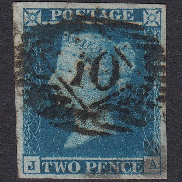 GB QV 1841 2d Blue (Plate 3) SG14-E1(2) JA FU 4 Good Margins London IS 10