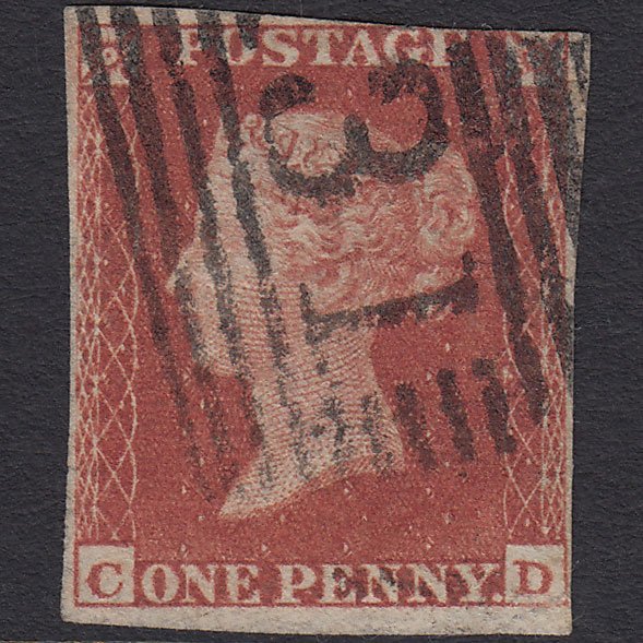 GB QV 1841 1d Red-brown (Plate 164) SG8-B2(1) CD GU 3 Margins Edinburgh 131
