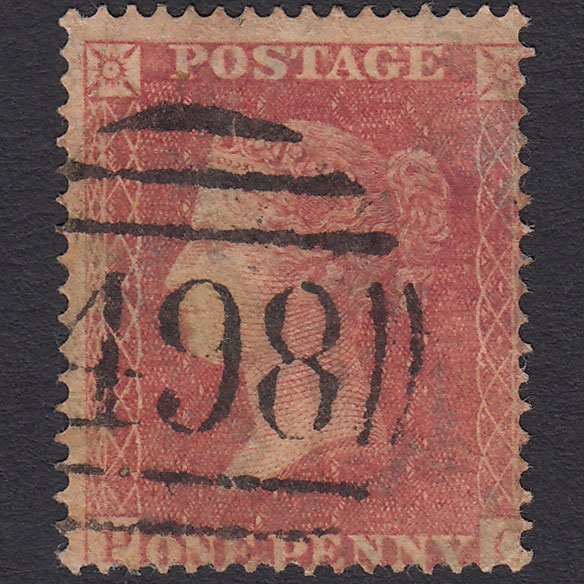 GB QV 1857 1d Rose-red (Plate 42) SG36-C11 PC GU Manchester 498 Spoon