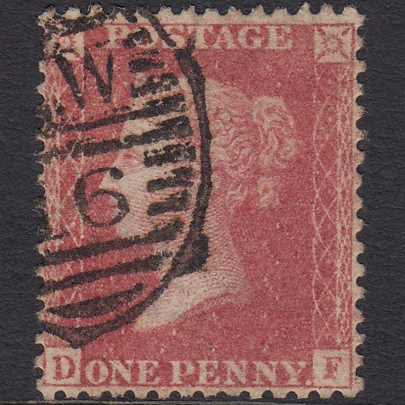GB QV 1857 1d Rose-red (Plate 42) SG40-C10(1) DF GU London D&S Cancel