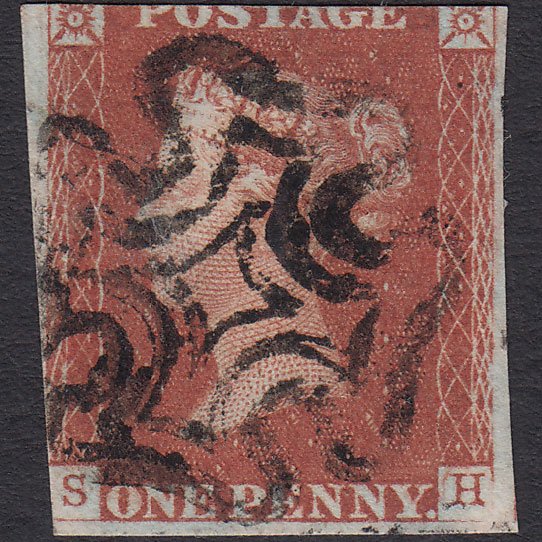 GB QV 1841 1d Red-brown (Plate 21) SG8-B1(1) SH GU Maltese Cross