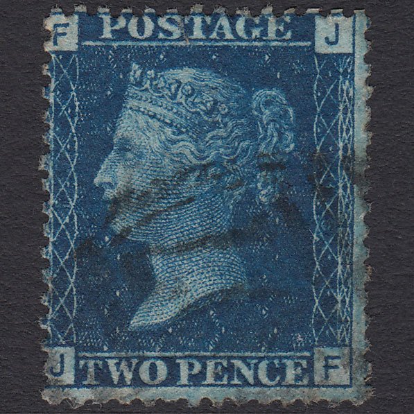 GB QV 1869 2d Blue (Plate 15) SG46-G3 JF PU Tear