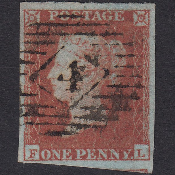 GB QV 1841 1d Red-brown (Plate 111) SG8-B1(1) FL FU 4 Margins London IS 4