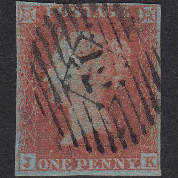 GB QV 1841 1d Very Blued (Plate 132) SG8a-B1(2) JK GU 4M London IS 12