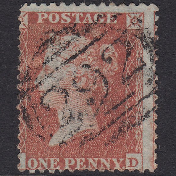 GB QV 1855 1d Red-Brown Plate 12 SGC6(1) SD GU Farnham 292 Misperf