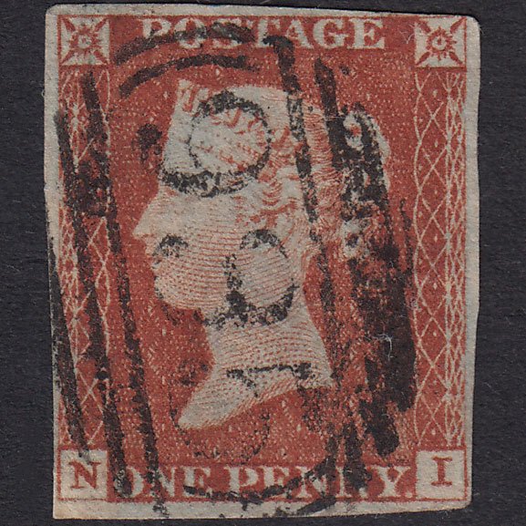 GB QV 1841 1d Red-Brown Plate 47 SG8-B1(1) NI GU Nr 4M Kirby Moorside 935