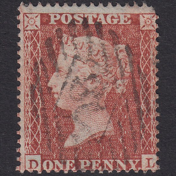 GB QV 1855 1d Red-Brown Plate 9 SG21-C4(1) DL GU London Is Cancel