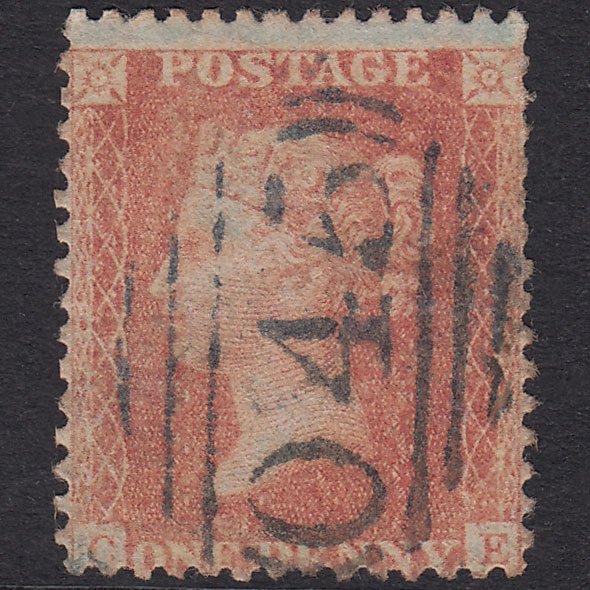 GB QV 1856 1d Plate 37 SG29-C8(1) CE GU Blue-Black Temple Sowerby 045