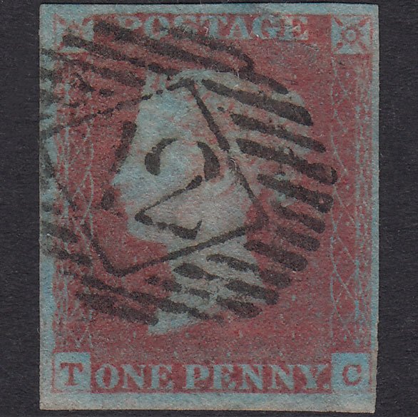 GB QV 1841 1d Very Blued Plate 84 SG8A-B1(2) TC GU 4 Margins London Is 12