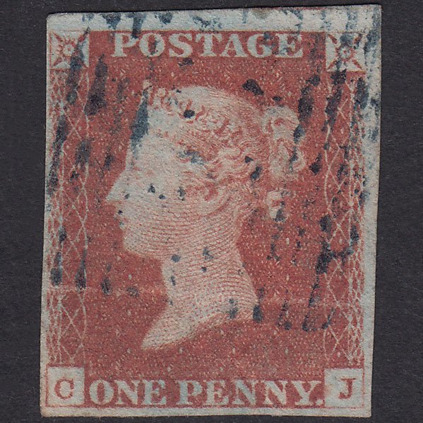 GB QV 1841 1d Red-Brown Plate 83 SG8-B1(1) CJ GU 4M Blue Scots Cancel