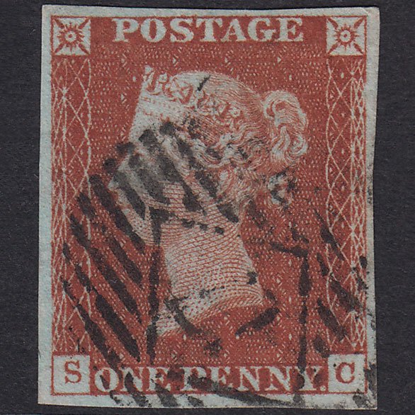 GB QV 1841 1d Red-Brown Plate 43 SG8-B1(1) SC FU 4M London Is Cancel