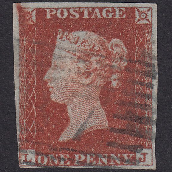 GB QV 1841 1d Red-Brown Plate 53 SG8-B1(1) LJ GU 4 Margins Scotland