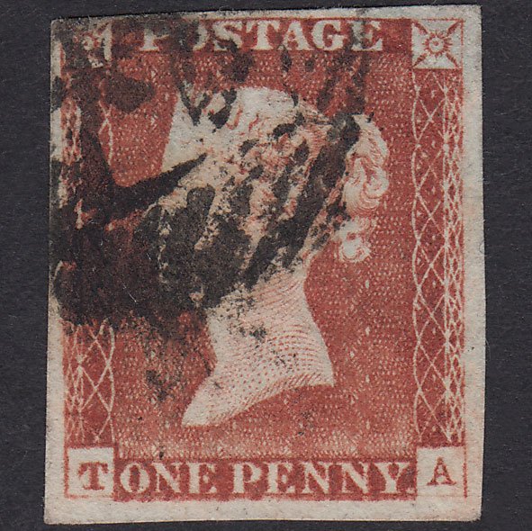 GB QV 1841 1d Pale Red-Brown Plate 58 SG9-B1(3) TA GU Nr 4M London Is 2