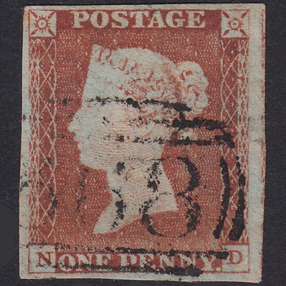 GB QV 1841 1d Red-Brown Plate 46 SG8-B1(1) ND GU 4 Margins Newtown 568