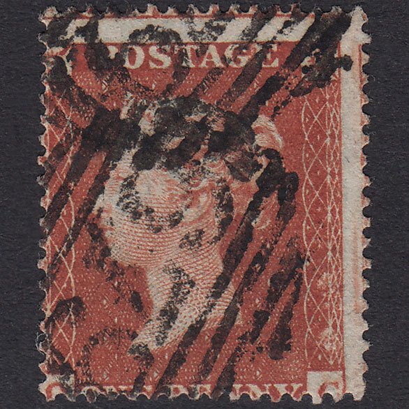 GB QV 1854 1d Red-Brown Plate 192 SG17-C1(1) OC FU St Helens 679 Misperf