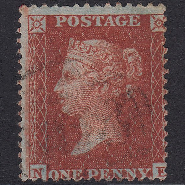 GB QV 1855 1d Red-Brown Plate 9 SG24-C3(1) NE FU Light Cancel