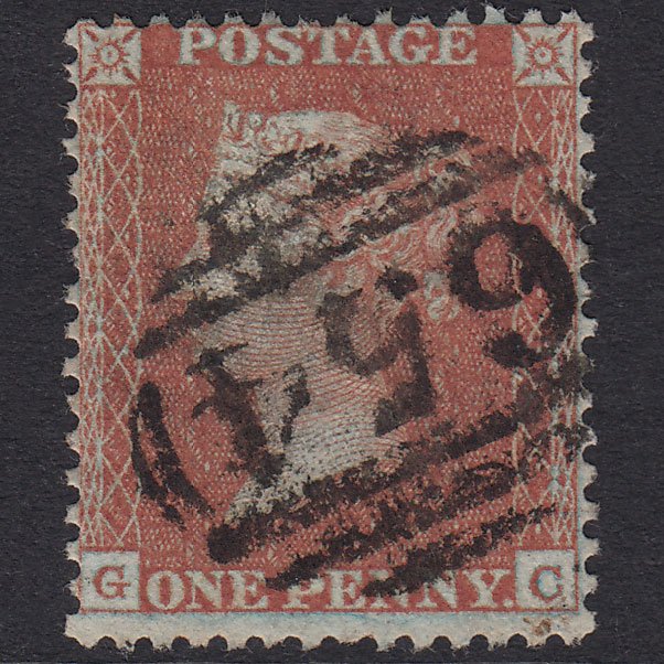 GB QV 1855 1d Red-Brown Plate 21 SGC6(1) GC FU Ross 654