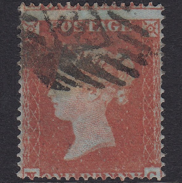 GB QV 1854 1d Red-Brown Plate 167 SG17-C1(1) NC GU Light Cancel Misperf