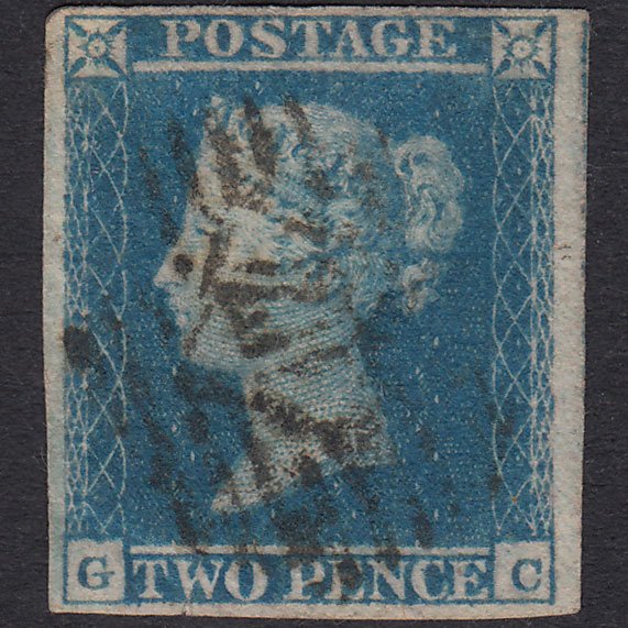 GB QV 1841 2d Violet-Blue Thick Paper Pl 4 SG15AA-E1(4) GC GU 4M Tear