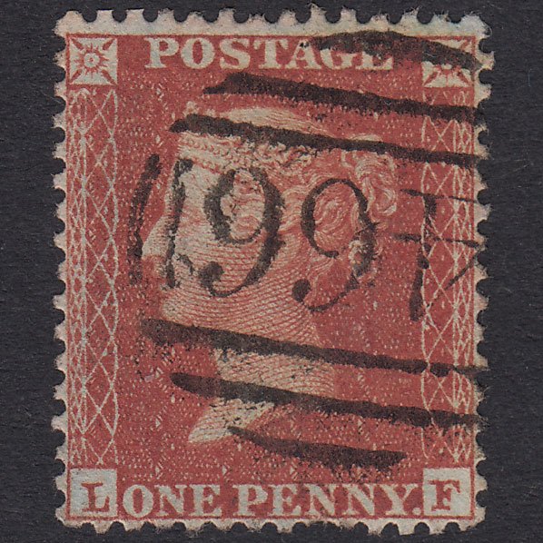 GB QV 1855 1d Red-Brown Plate 2 SG24-C3(1) LF GU Liverpool 466 Spoon