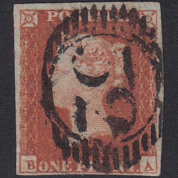 GB QV 1841 1d Red-Brown Plate 86 SG8-B1(1) BA GU 4 Margins 52
