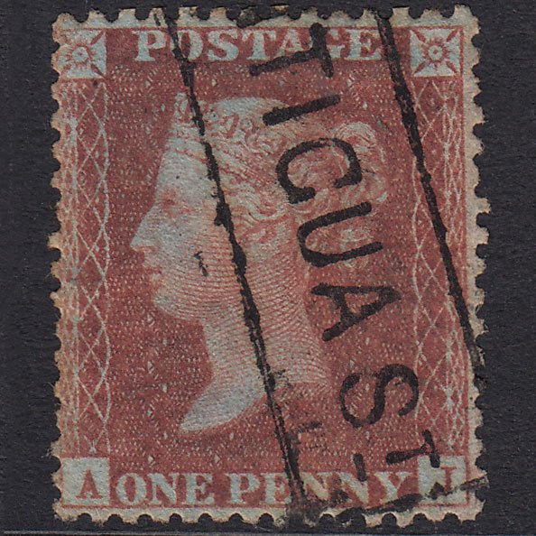 GB QV 1856 1d Pl 35 SG29-C8(1) AJ GU Miss Imp Antigua St Scots Local