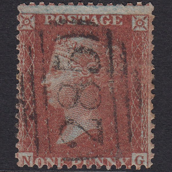 GB QV 1855 1d Red-Brown Plate 25 SGC7(1) NG FU Exeter 285