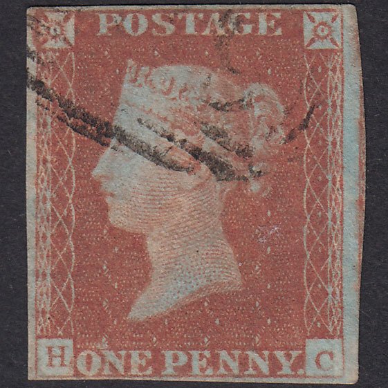 GB QV 1841 1d Red-Brown Plate 76 SG8-B1(1) HC GU 4 Margins Light Cancel