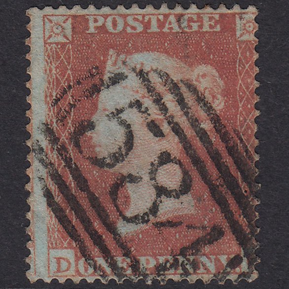 GB QV 1854 1d Red-Brown SG17-C1(1) D? GU Woodchurch 584